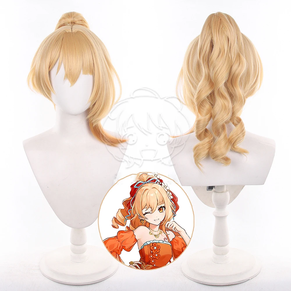 アニメ原神インパクト-yoimiya-cos-ウィッグコスプレ衣装帽子-45-センチメートルロングシミュレーション頭皮厚い混合ふわふわロングヘアウィッグ