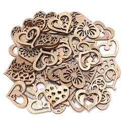 50pcs Heart Wood Hangings Love Wooden Crafts Wedding Party Decoration Birthday Valentine's Gifts Home Table Decor Handiwork