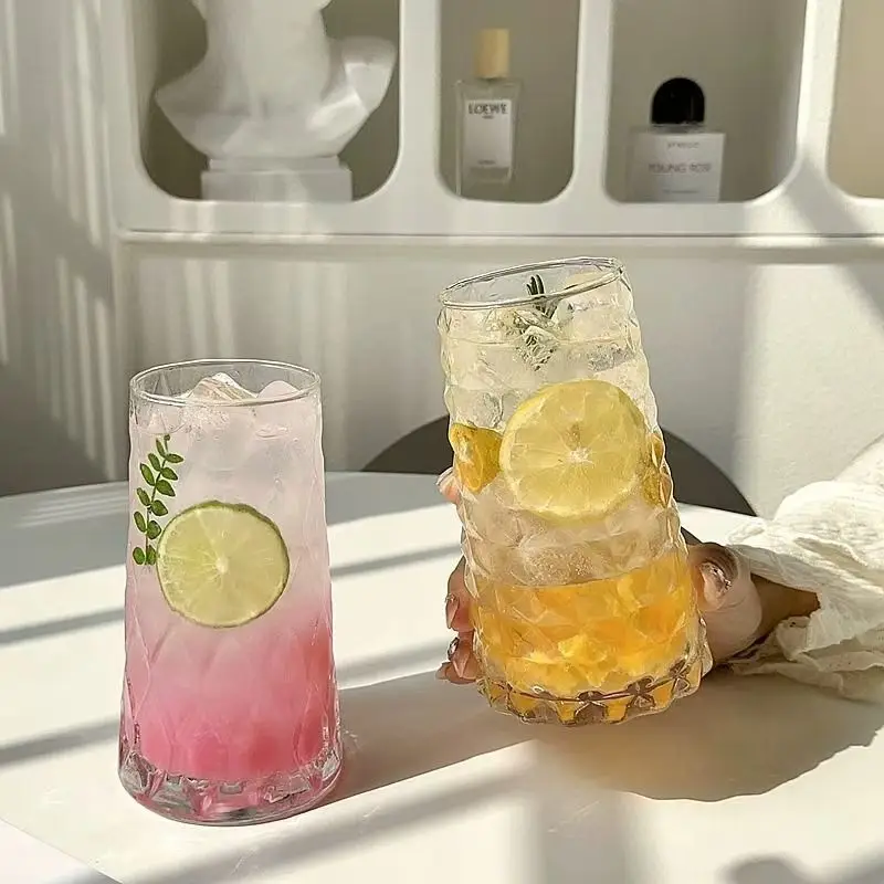 High aesthetic fruit tea glass cup, cocktail cup, iced American coffee cup, summer cold drink cup suitable for home or gathering