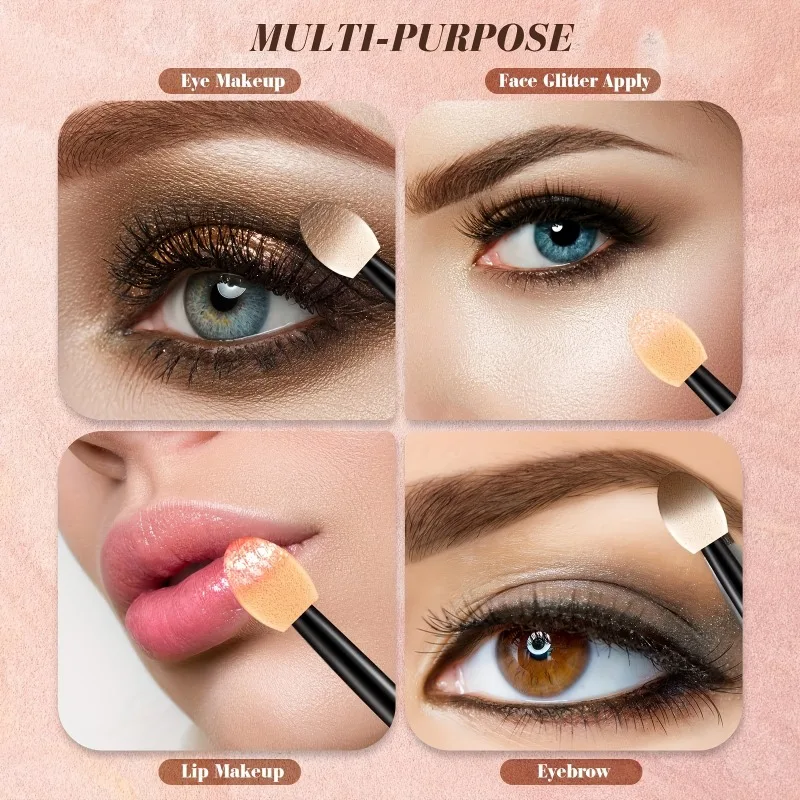 Gran oferta, 100 Uds., esponja de doble punta, cepillo para polvo para decoración de uñas, cepillo multifuncional para sombra de ojos, herramienta de manicura de maquillaje portátil