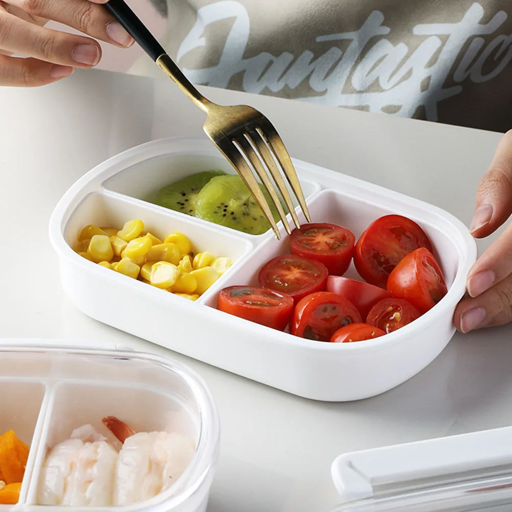 

Portable Fruit Box Plastic Lunch Box Multi grid Design Storing Fruits Snacks Kids Bento Sealing Lid Reusable PP White