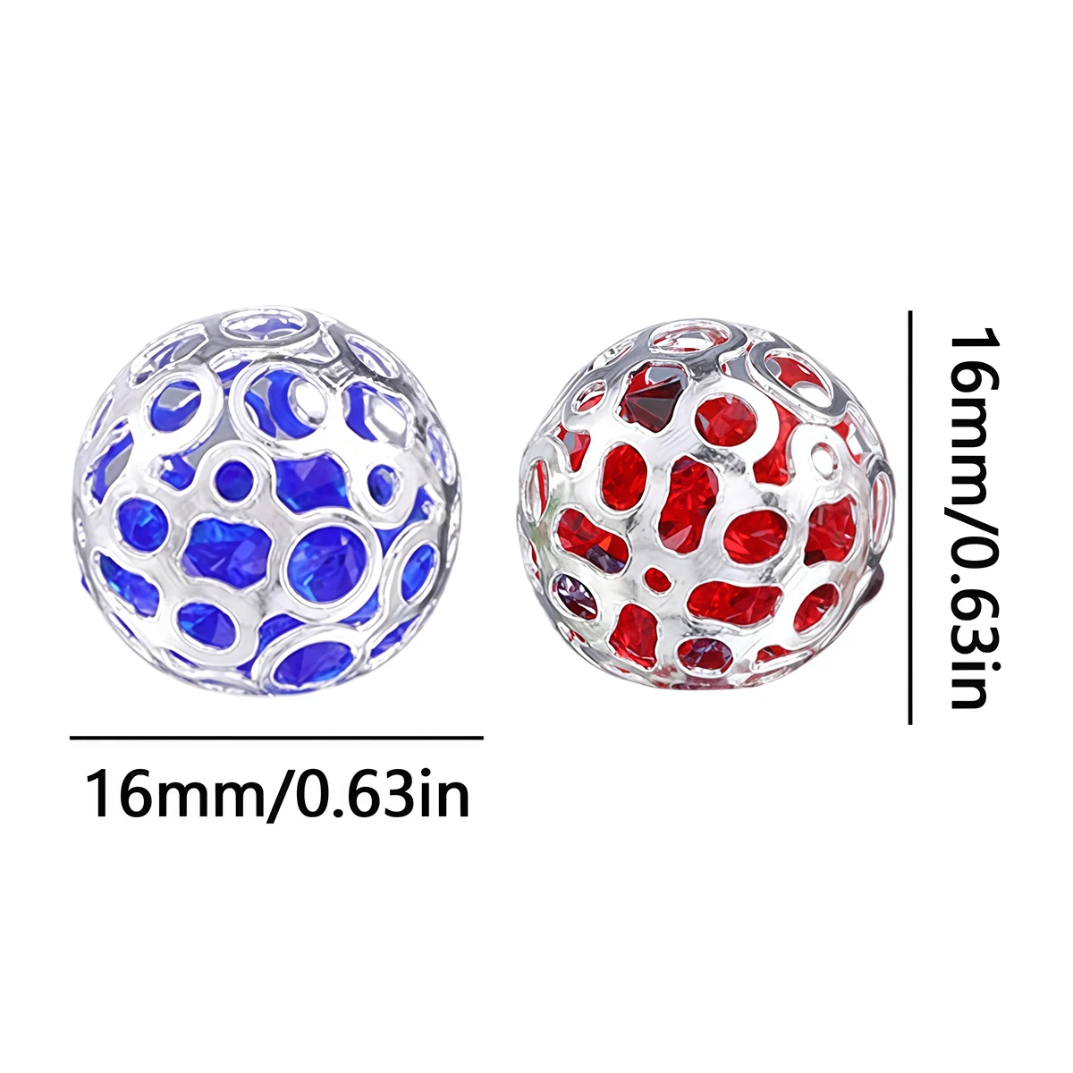 16mm Zinc Alloy Silvery Color Hollow Star Pattern Rhinestone Focal Beads For DIY Beadable Pen Keychain Bracelet Jewelry Marking
