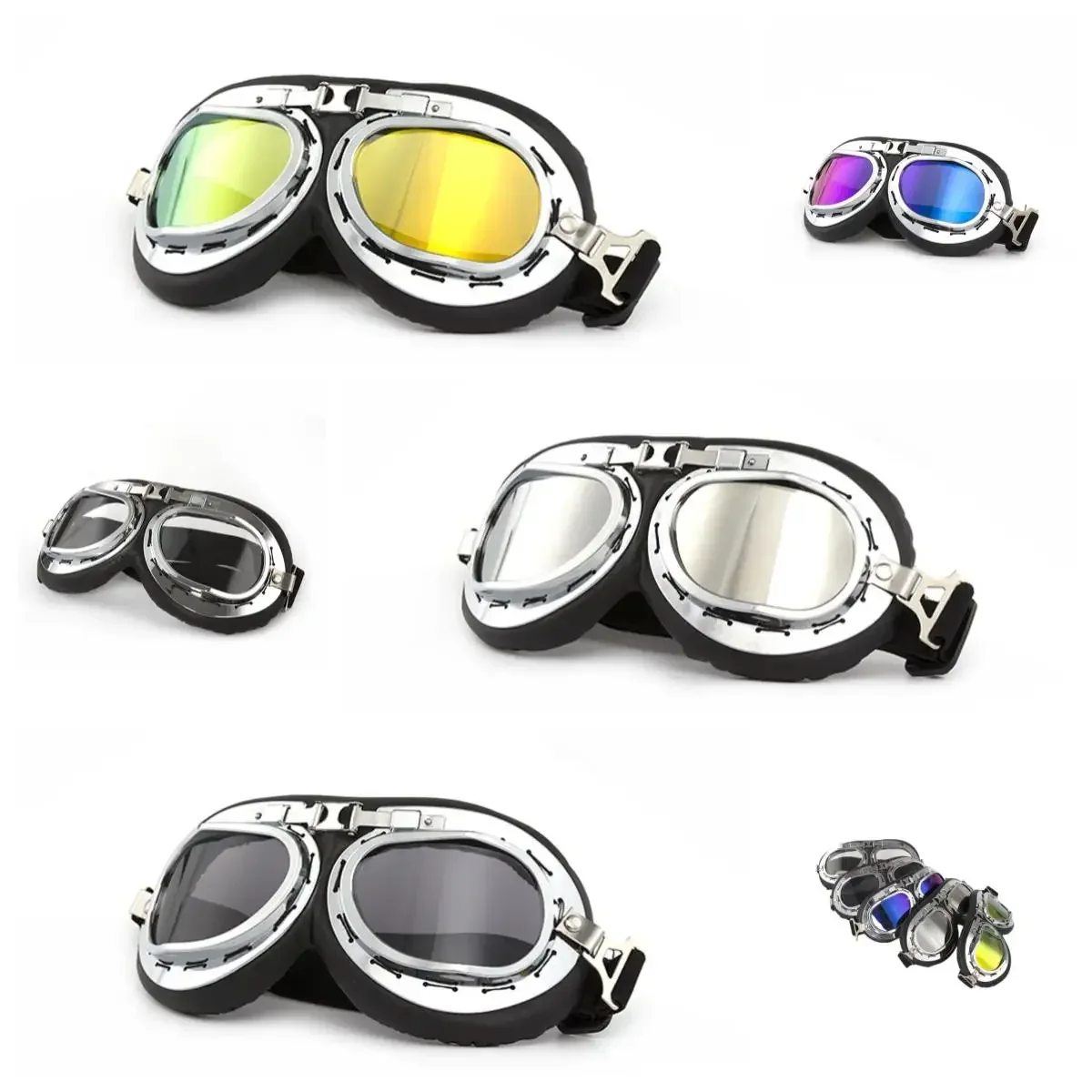 

Windproof Retro Motorcycle Goggles Glasses，Motorbike Pilot Steampunk Vintage ATV Biker Scooter，Motorcycle Sunglasses