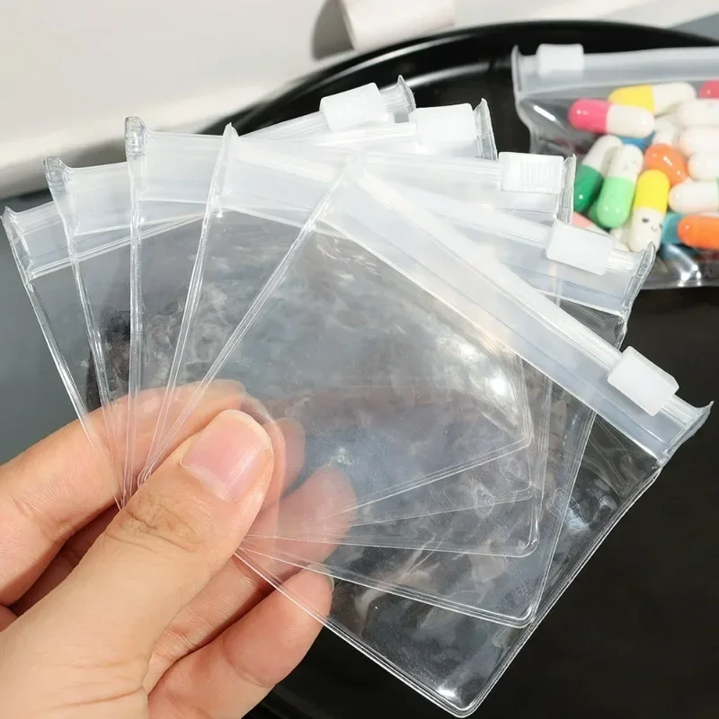 60/5Pack Reusable Plastic Medicine Bags with Zipper Waterproof Self-Sealing Pill Cases Portable First Aid Supply Storing Jewelry