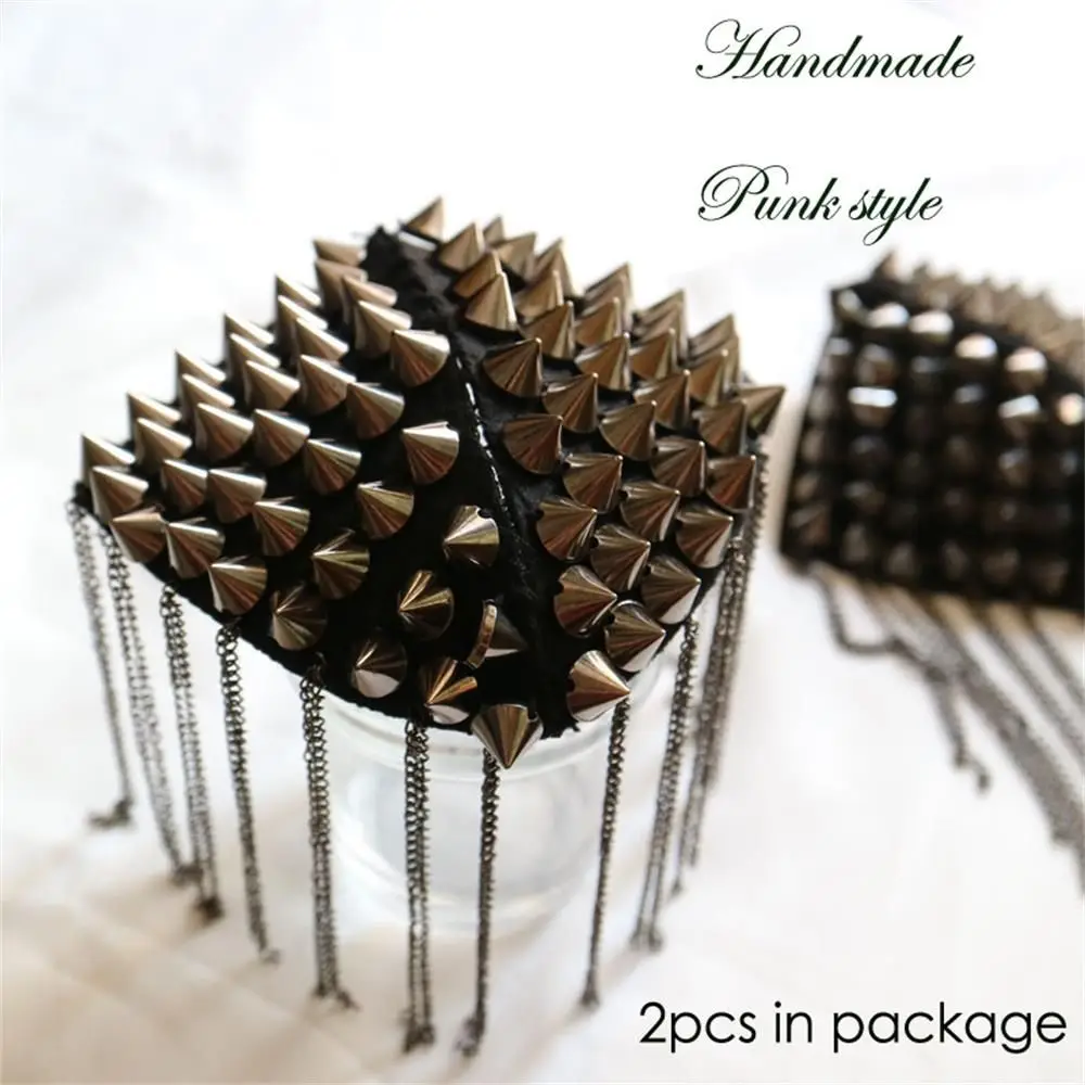 Evening Party Punk Handmade Tassel Metal Epaulet Fringed Shoulder Stamp Rivet Shoulder Pad Brooch Dress
