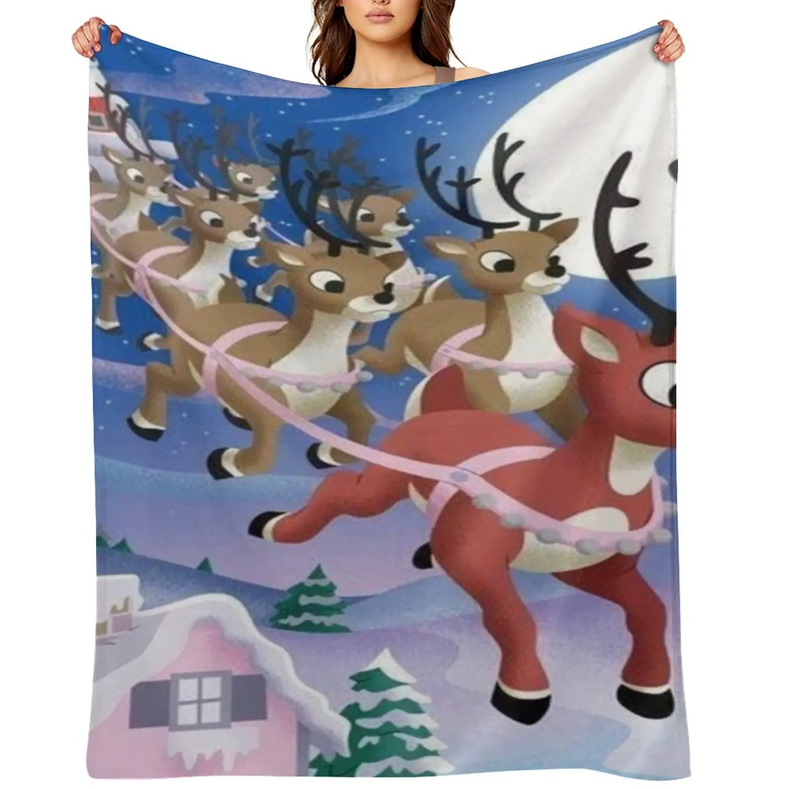 

RUDOLPH THE REDNOSE REINDEER & FRIENDS Throw Blanket Sleeping Bag Bed covers Cute Plaid christmas decoration Blankets