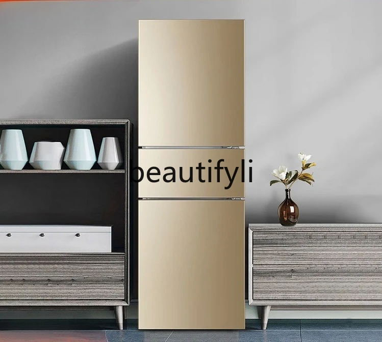 Kühlschrank für den Haushalt mit drei offener Türen, ultradünn, klein, mittelgroß, luftgekühlt, frostfrei und dünn