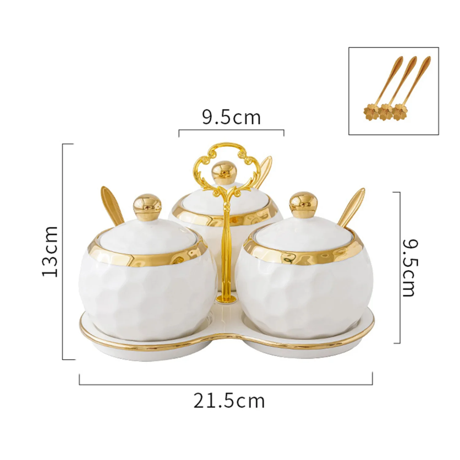 3pcs Ceramic Spice Jars Condiment Jars  Restaurants Sugar Kitchen Counter White Ceramics Spice Jars Set Container Canisters