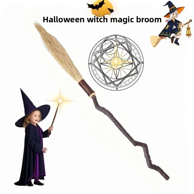 

103cm/40.56in Halloween Witch Bending Broom Cosplay Model Props Anime Peripherals Plastics Party Supplies Collectible Decoration