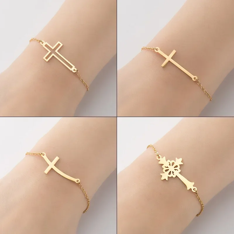 Simple and Personalized Geometric Cross Bracelet Fashionable Retro Compass Bracelet for Women