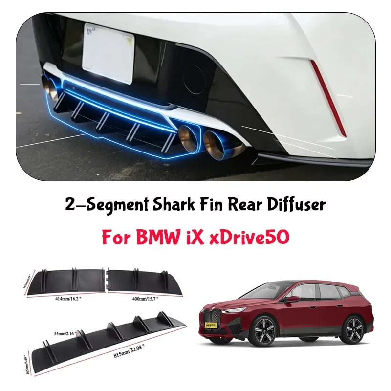 For BMW iX xDrive50 Shark Fin Rear Diffuser Split Chassis Spoiler Auto Aerodynamic Parts Aerodynamic Modification