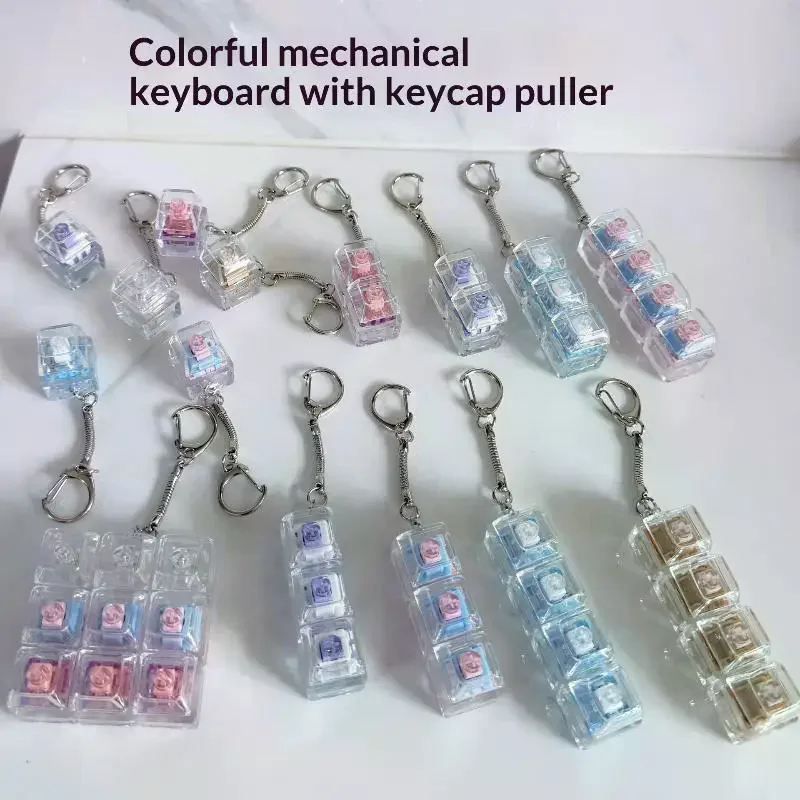1/2/3/4/9 Key Keyboard  Toys Crystal Keycap Keychain Stress Relief Fingertip Gadget Decompression Toys Clicker  Toy