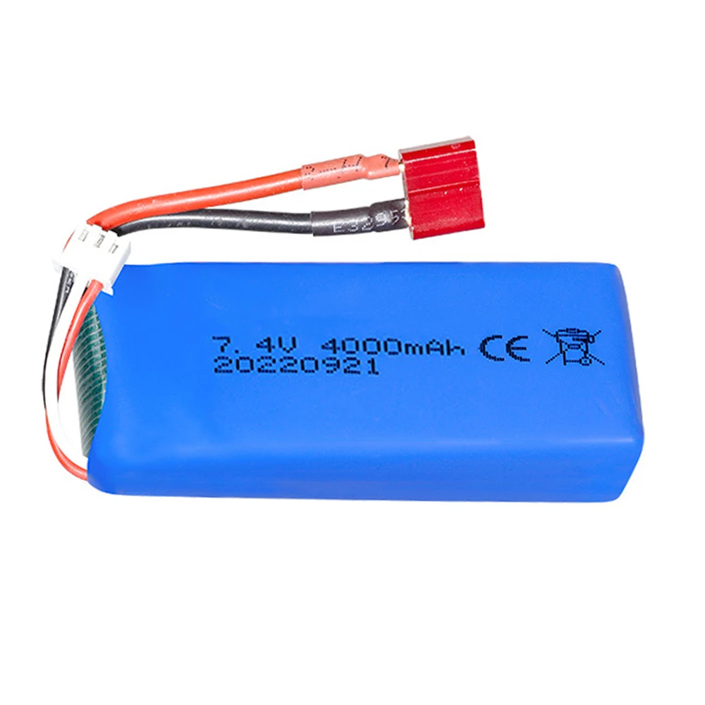 7.4V 4000Mah Lipo Batterij Met Lader Voor Wltoys Wltoys 144001 144010/144010/124017/124019/124018/12428 Rc Auto 2S Batterij Onderdelen