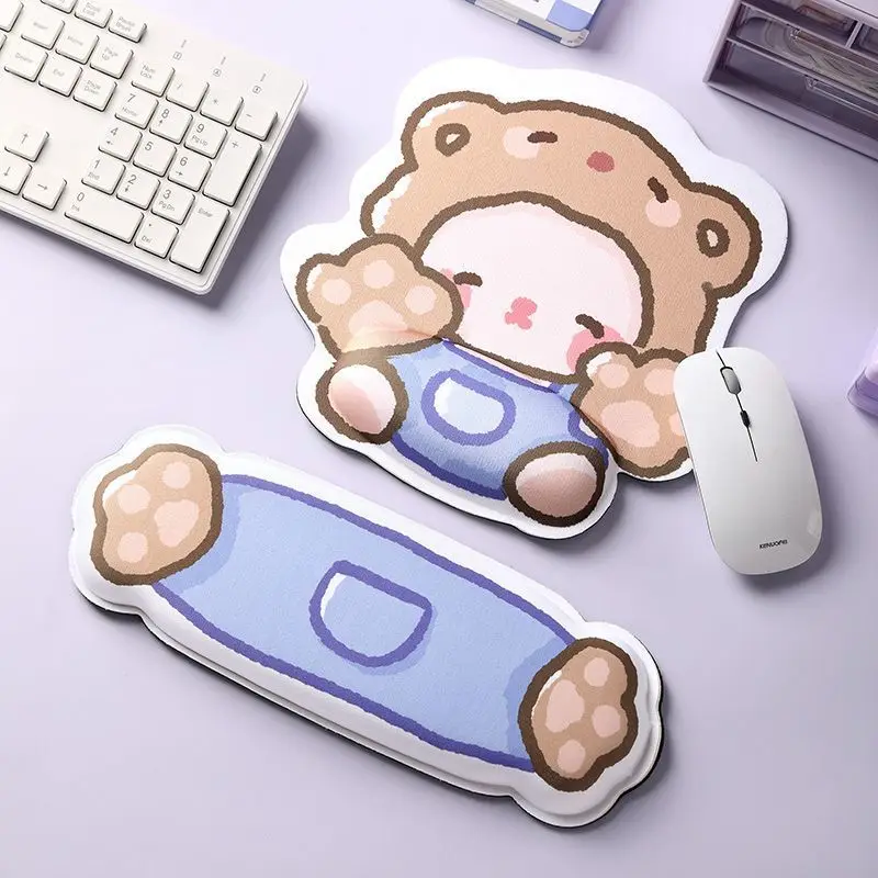 

Anime Little Bear Wrist rest mouse pad Rebound Memory Sponge Thickened and anti slip design Protect wrist mousepad Gaming mats