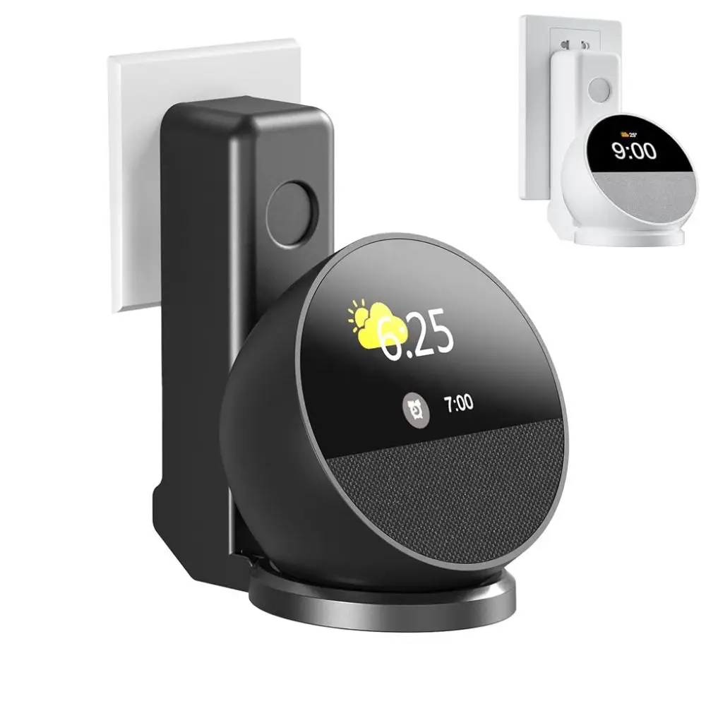 ลําโพงแบบพับได้ Wall Holder Hard Case พร้อมที่เก็บสายเคเบิล Wall Mount Bracket ไม่มีเจาะ ABS สําหรับ Echo Spot (เปิดตัว 2024)