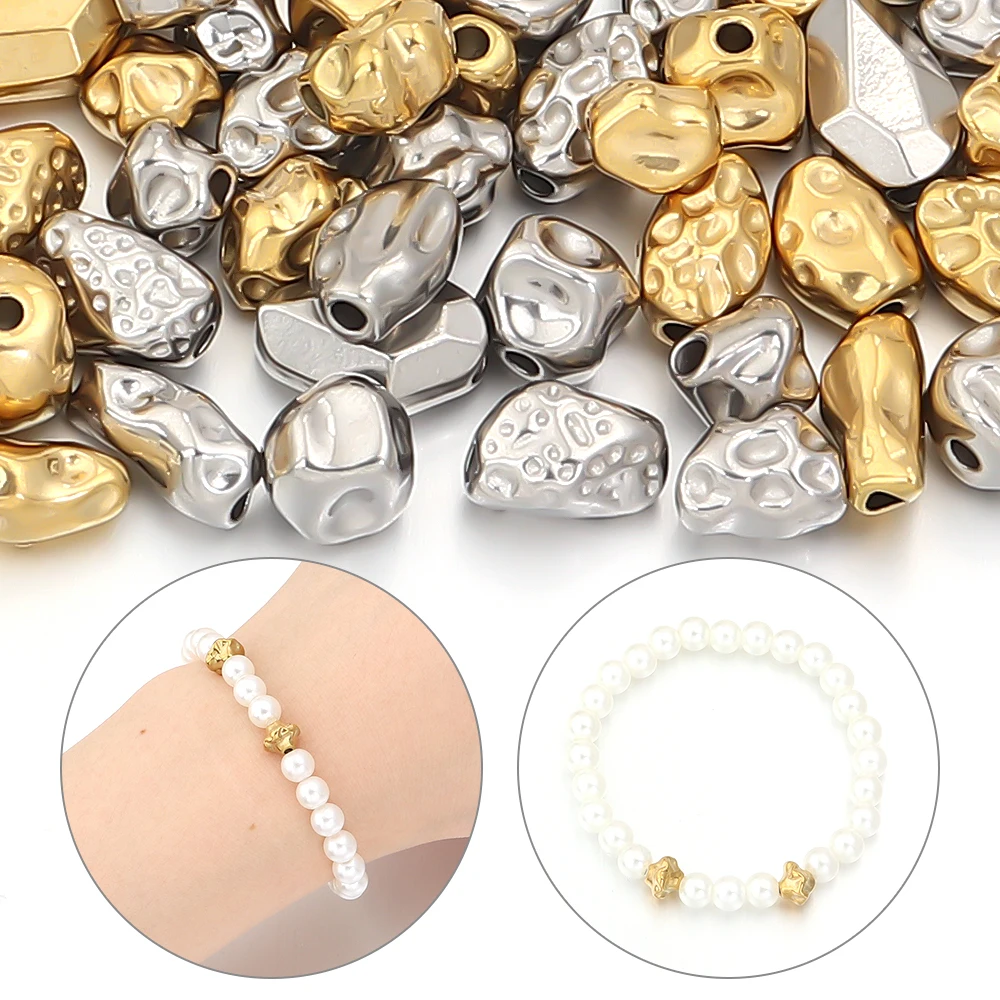 5-10 قطعة/الوحدة الفولاذ المقاوم للصدأ خزر عازل شكل غير منتظم الحفرة الكبيرة فضفاض حبة DIY بها بنفسك سحر سوار قلادة صنع الملحقات #3