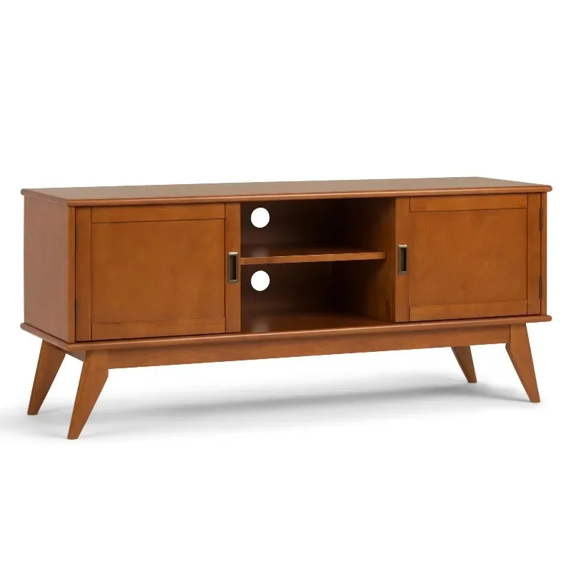 

Low TV Media Stand in Teak, Brown Elegant Stylish Furniture Accessories