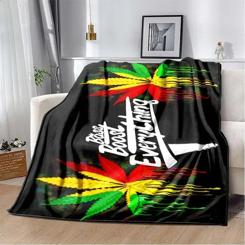 Pattern Is  Marijuana Leaf REGGAE -Style Blanket.Suitable For Sofa, Travel, Camping, Livingroom, Office, Couch, Chair, And Bed