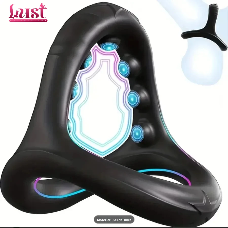Silicone Penis Rings Cock Ring Erection Enhancing Triangular Penis Ring with Massage Beads Delayed Ejaculation Sex Toys for Men