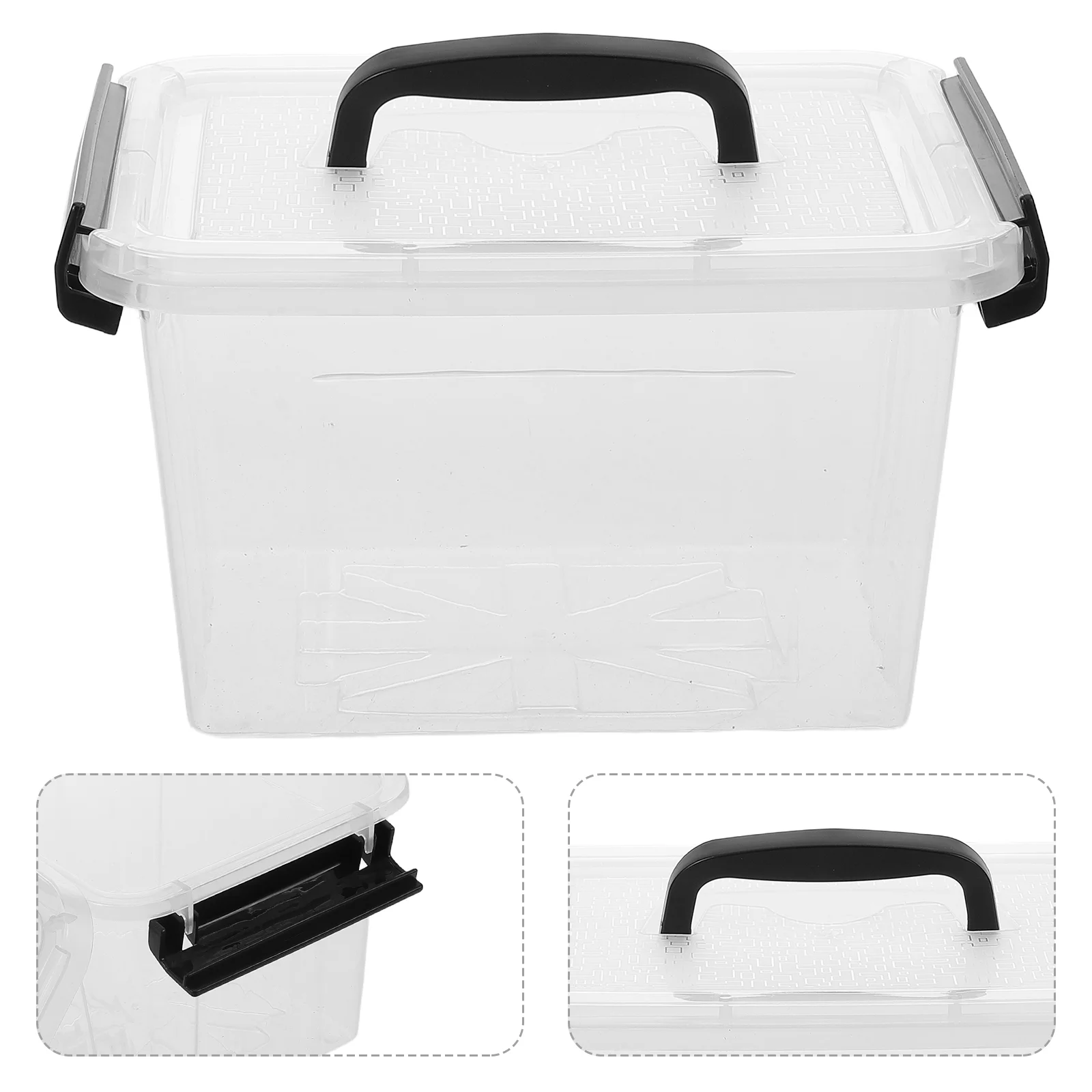 6 Pcs Plastic Storage Box Bin with Handle Containers Small Bins Clear Toy Lids Crate