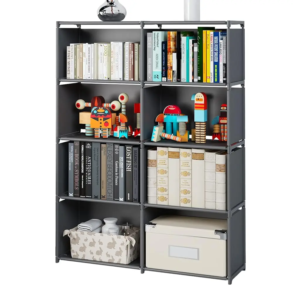 

Bookshelves, Assembled Storage Rack, Bedroom Living Room Vertical Cabinet Bookshelf, Double Row 8-Grid Multi-Functional Storage