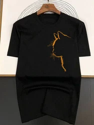 Men's and Women's New Fashion High Quality Cat Printed Cotton T-Shirt Casual Short Sleeve Fashion Oversized Top