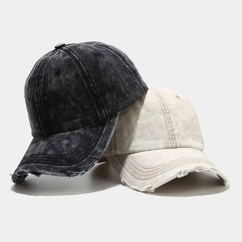 Washed Distressed Jeans Solid Baseball Cap Men Women Hats Adjustable Denim Ripped Baseball Caps Sport Cap Gorras Para Hombres