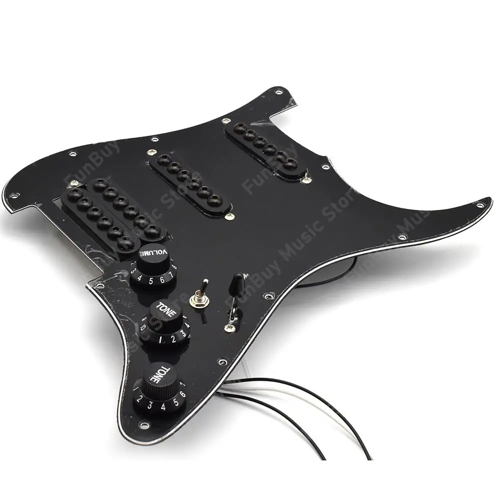 SSH Umbrella-type Loaded Prewired Pickguard Pickup Tone Volume Control with Guitar Backplate for ST Electric Guitar White Black