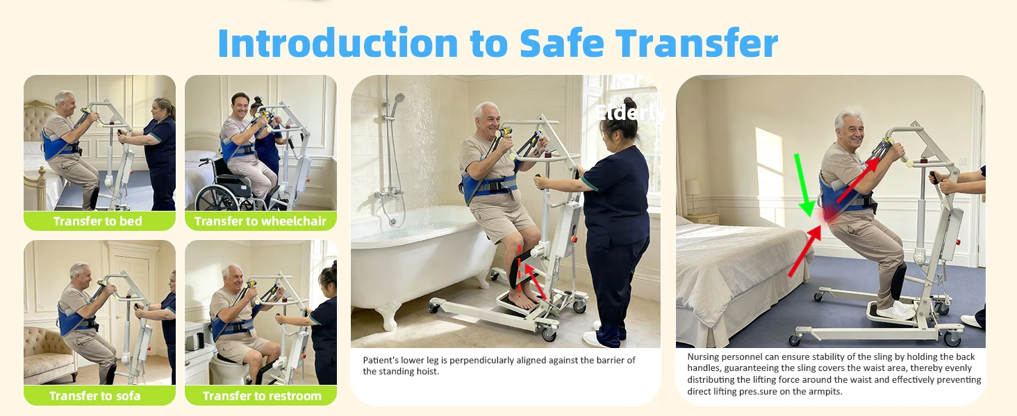 Ehucon Sit to Stand Lift Patient Aid Gepolsterte Lift Sling, Stehhilfe Hoist Sling mit Rückenstütze Rehabilitationspflege – Detail 4