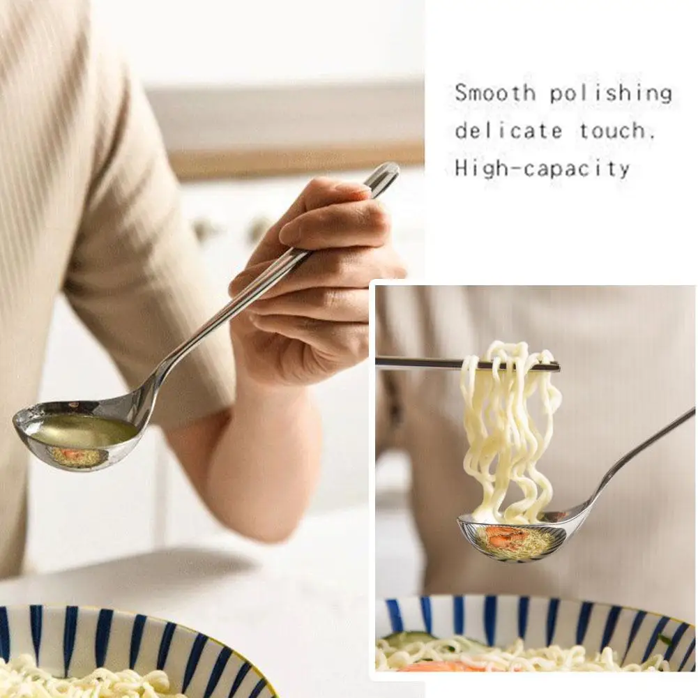 Ложка из нержавеющей стали F0D9, кухонная термоизоляционная ложка с утолщенной длинной ручкой, защита от ожогов, для супа