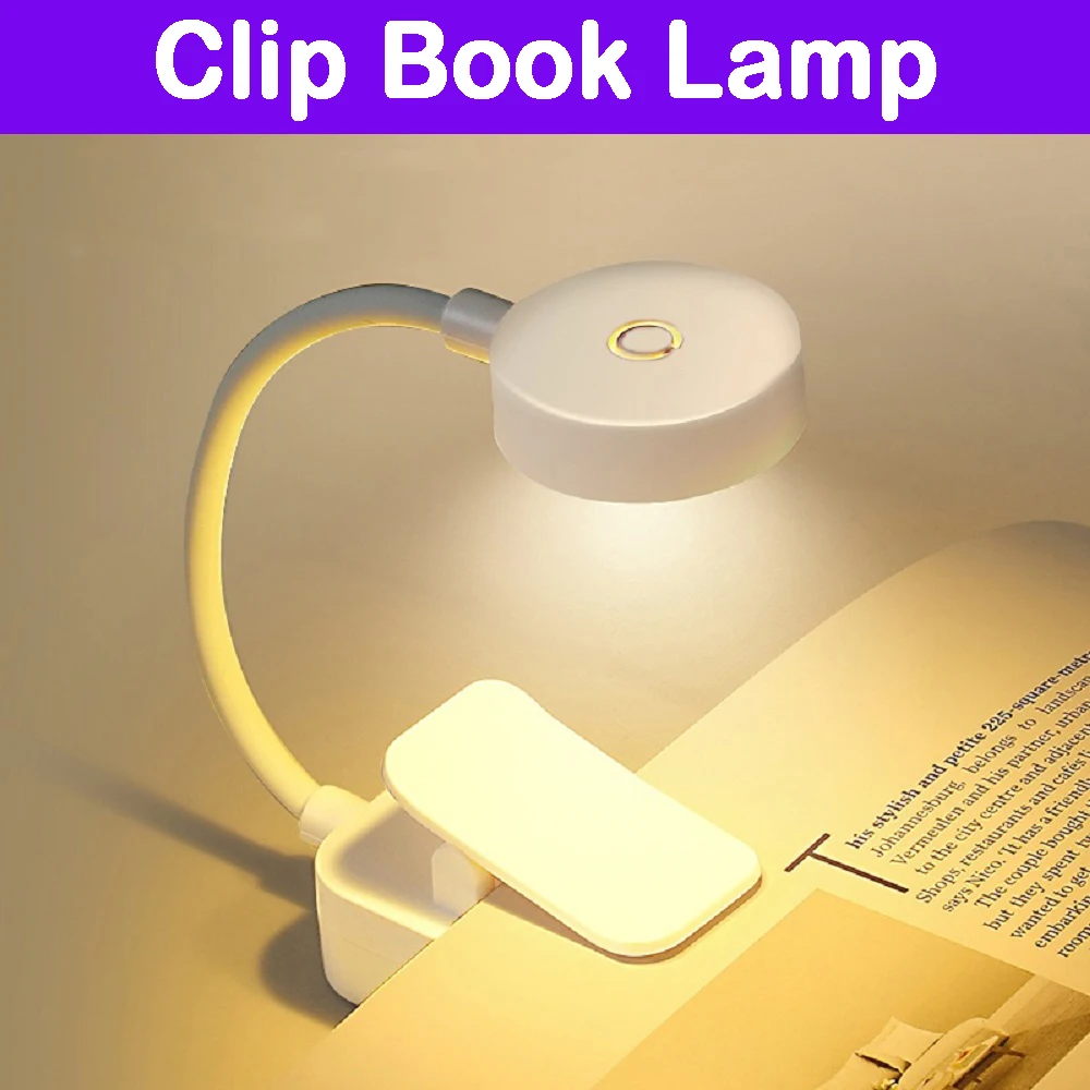 Mini LED Reading Book Light Clip Book Lamp Eye Protection 3 Modes Adjustable Battery Powered Night Light Student Reading Lamp