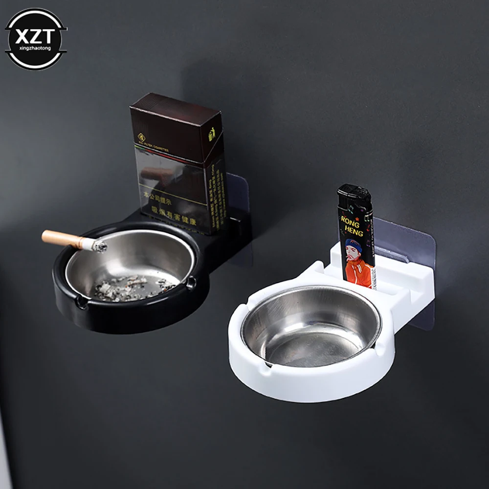 Stylish Wall-mounted Stainless Steel Ashtray for Home or Office Use