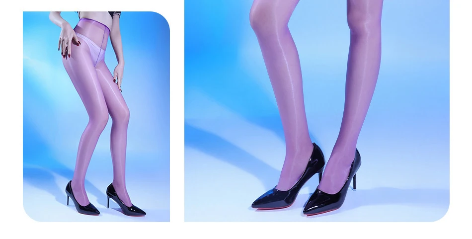 Damen Sexy Glänzende Transparente Strumpfhose mit Hoher Taille, Elastische Ölglanz-Strumpfhose, Ultradünner Durchsichtiger Strumpf – Detail 4
