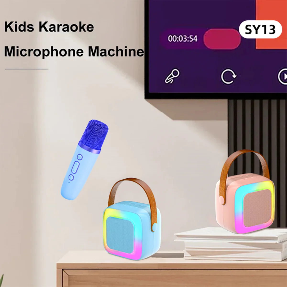 

Bluetooth SY13 Karaoke Machine Portable 5.3 PA Speaker System with 2 Wireless Microphones Home Family Singing Children's Gifts