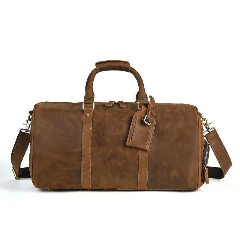 LD-Crazy Horse Leather Men's Bag, Genuine Leather Handheld Travel Bag, Versatile Single Shoulder Crossbody Bag