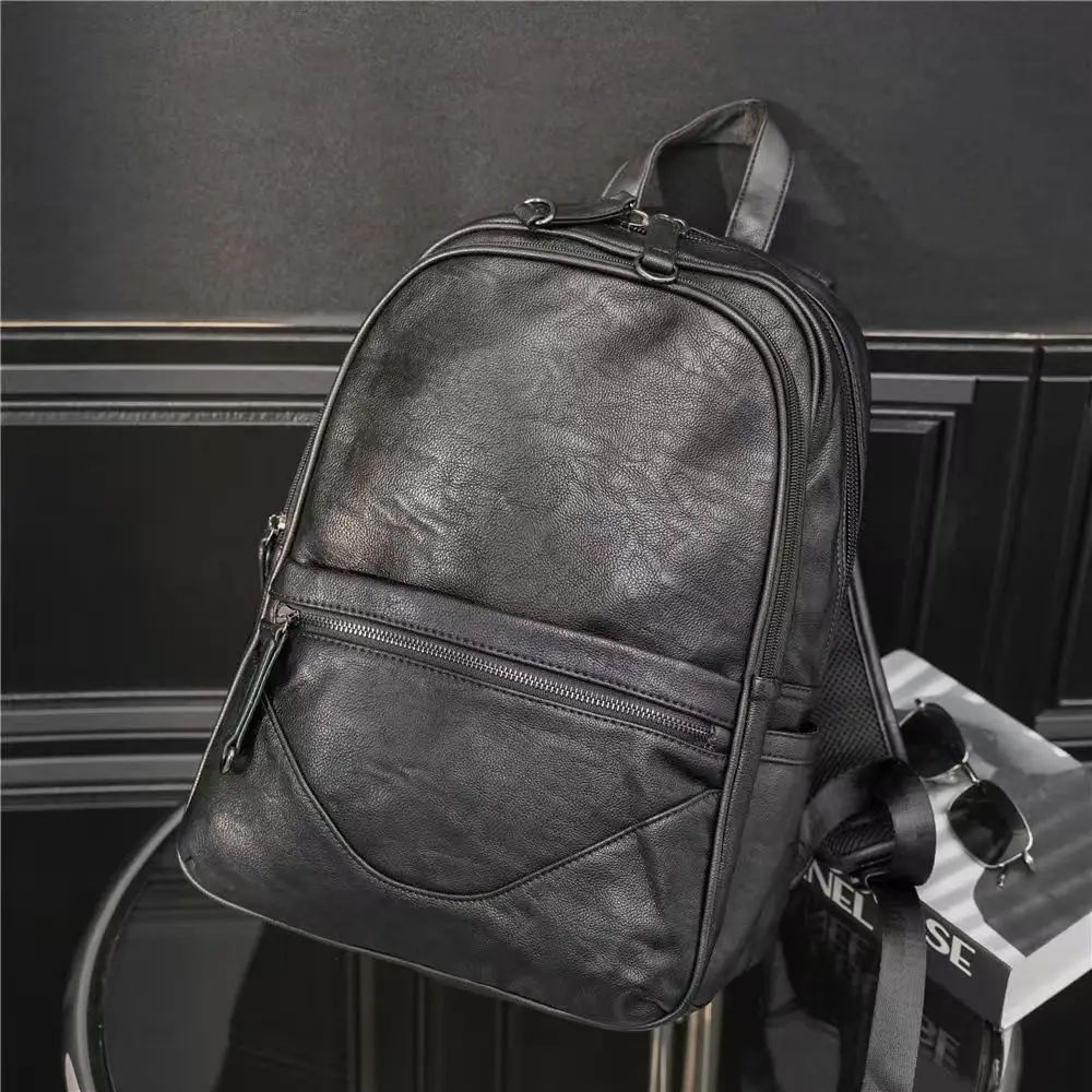 

2026 New Hot Men Backpacks Fashion High Quality Leather Male Korean Student Backpack Boy Business Laptop School Computer Bag