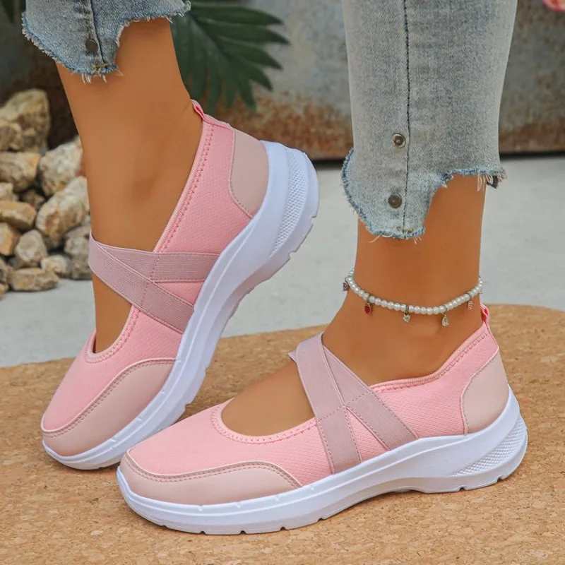 Atmungsaktive Flache Schuhe für Damen, Frühling/Sommer, Übergröße 43, Slip-On-Plateau-Sneaker, bequeme, weiche, rutschfeste Freizeitschuhe für Frauen – Detail 11