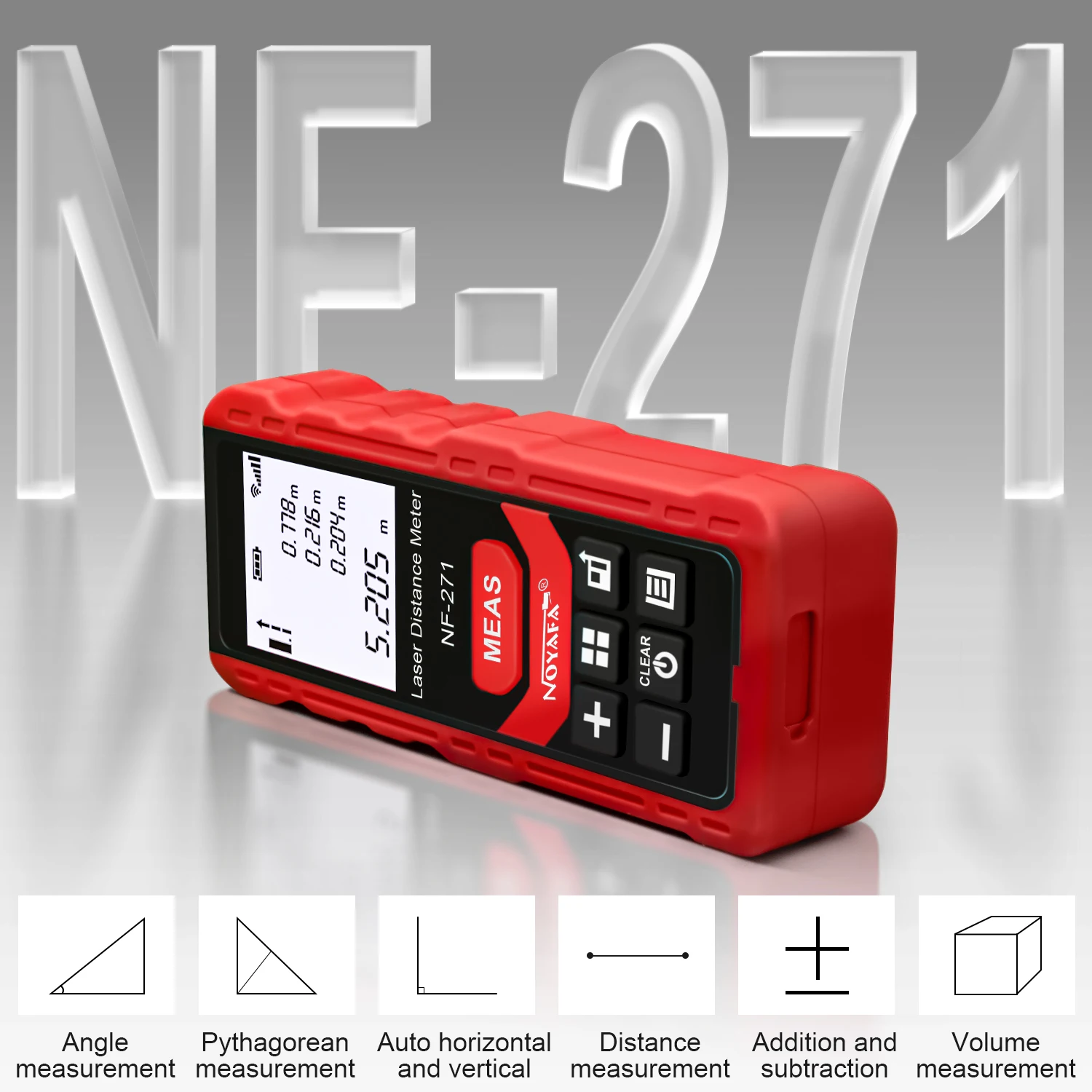 Noyafa NF-271-70M دقة قياس محدد المدى بالليزر الأحمر 0.002 متر أدوات قياس المسافة بالليزر