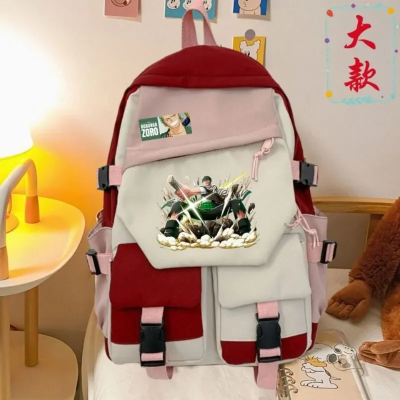 anime One Piece Luffy Zoro anime backpack large capacity student school bag male campus Korean version backpack birthday gift