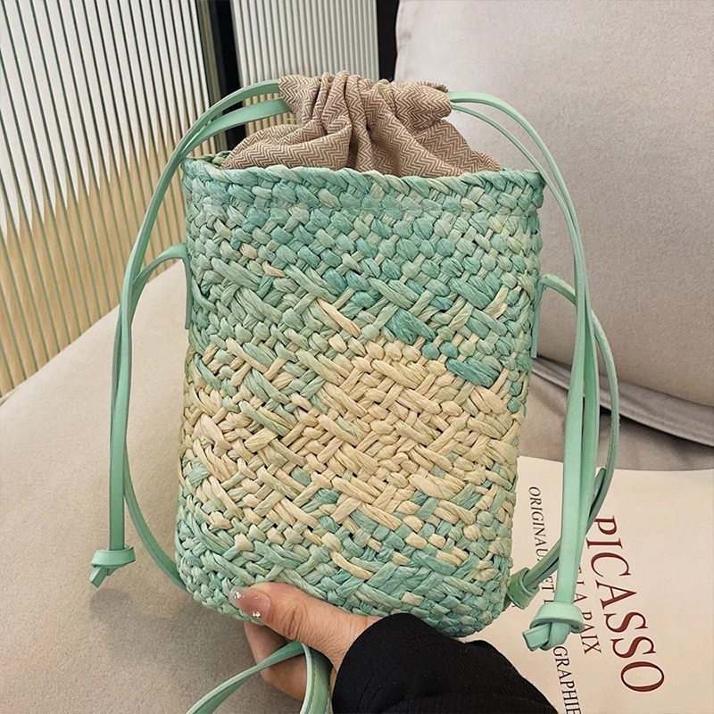 Straw Mobile Phone Bag for Women Luxury Designer Woven Shoulder Bag 2024 Fashion Trend Summer Beach Bag Travel Small Bag