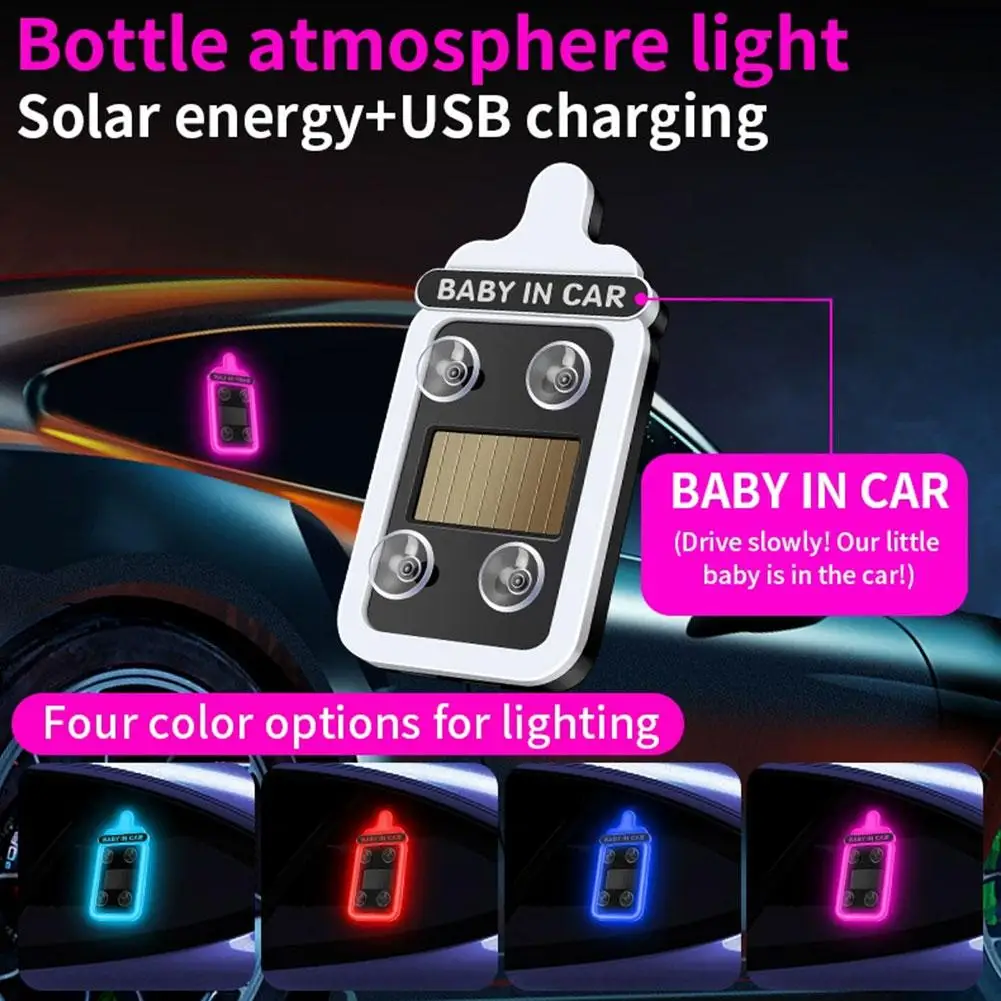 

Car Window Ambient Solar Warning Light With Suction Wireless Atmosphere Light Cup LED Interior Decoration G1R3