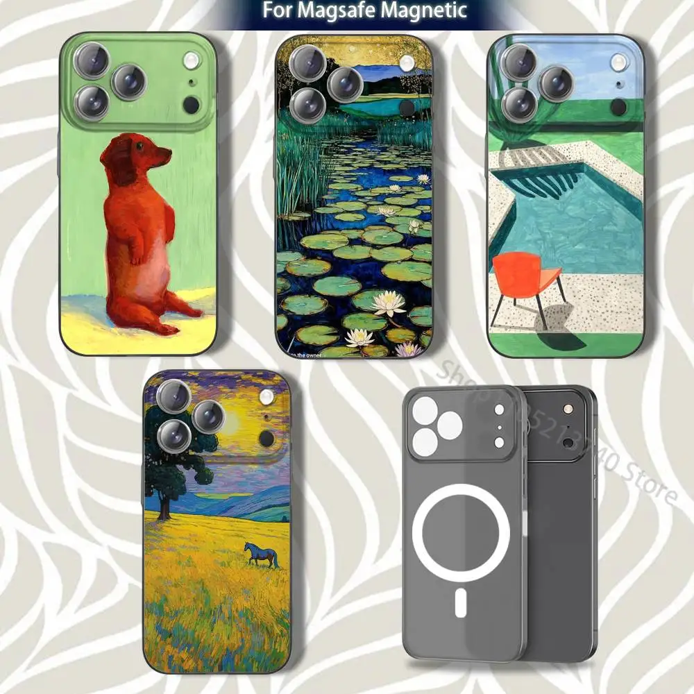 

A-Art D-DavidS Hockney Phone Case For iPhone 15,12,11,14,13,17,16,Plus,Air,Pro,Max,E,Mini for Magsafe Magnetic Frosted Grey