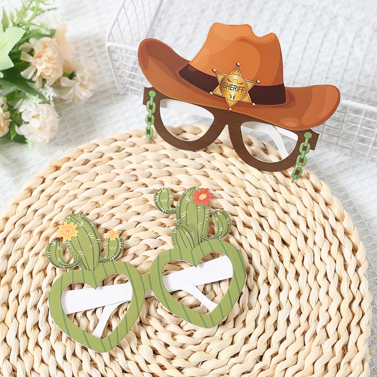 Western Denim Paper Glasses Happy 1st Birthday Party Decorations Kids Boys Favors Gift Western Denim Theme Baby Shower Supplies