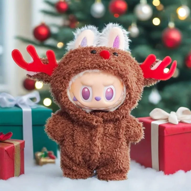 Ropa para muñeca Labubu de 15/17cm, conjunto de suéter de Navidad, regalo para niños, accesorios verdes incluidos, ropa para muñecas para niños