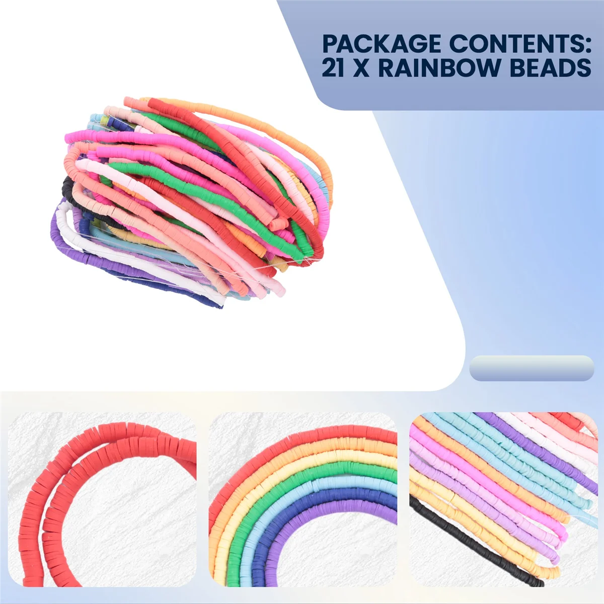ABQR Perline piatte in argilla adatte per la creazione di gioielli Perline a disco dell'accademia Perline in gomma arcobaleno Bracciale artigianale fai-da-te