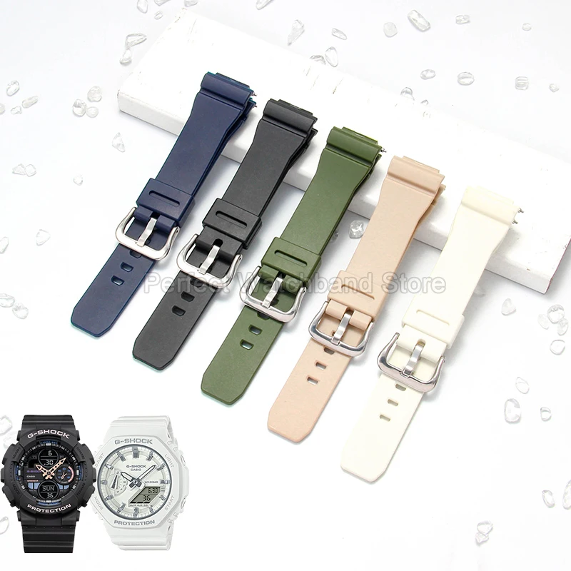 حزام ساعة من الراتنج فائق المرونة مضاد للخدش 16 ملم لساعة Casio Octagon GM-S2100 سريع التحرير من مادة TPU اتصال محدب ثابت