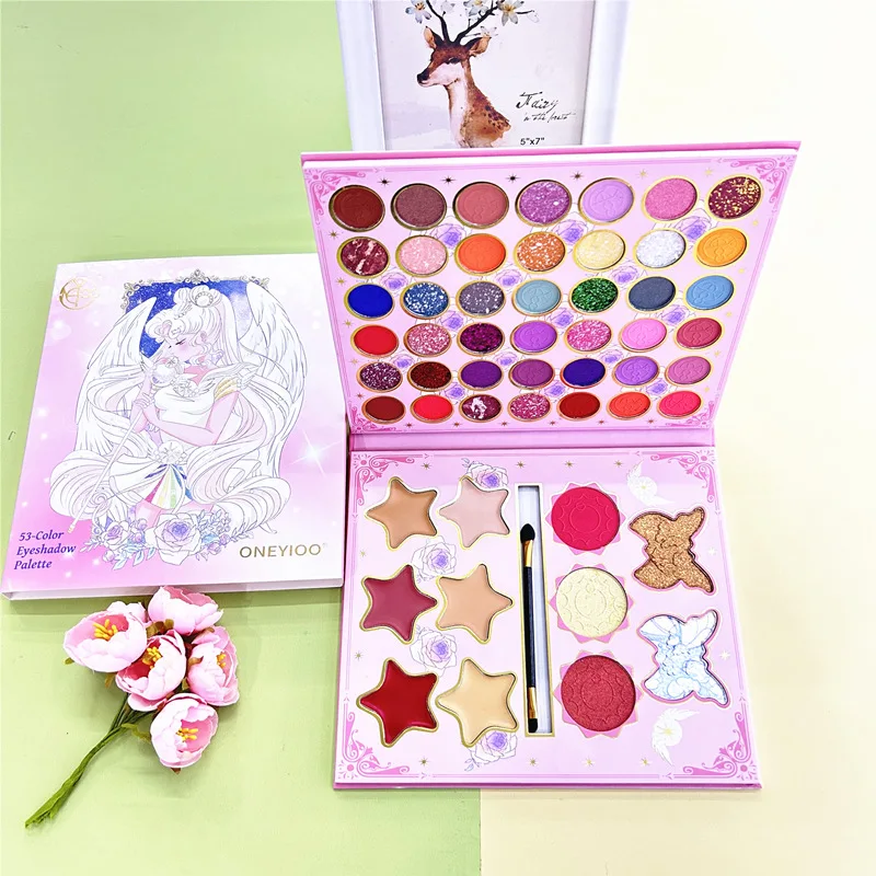 53 colori Angel Girl Matte Eyeshadow Palette Book con pennello Glitter Eye Shadow Blush Pigment trucco professionale per gli occhi del viso