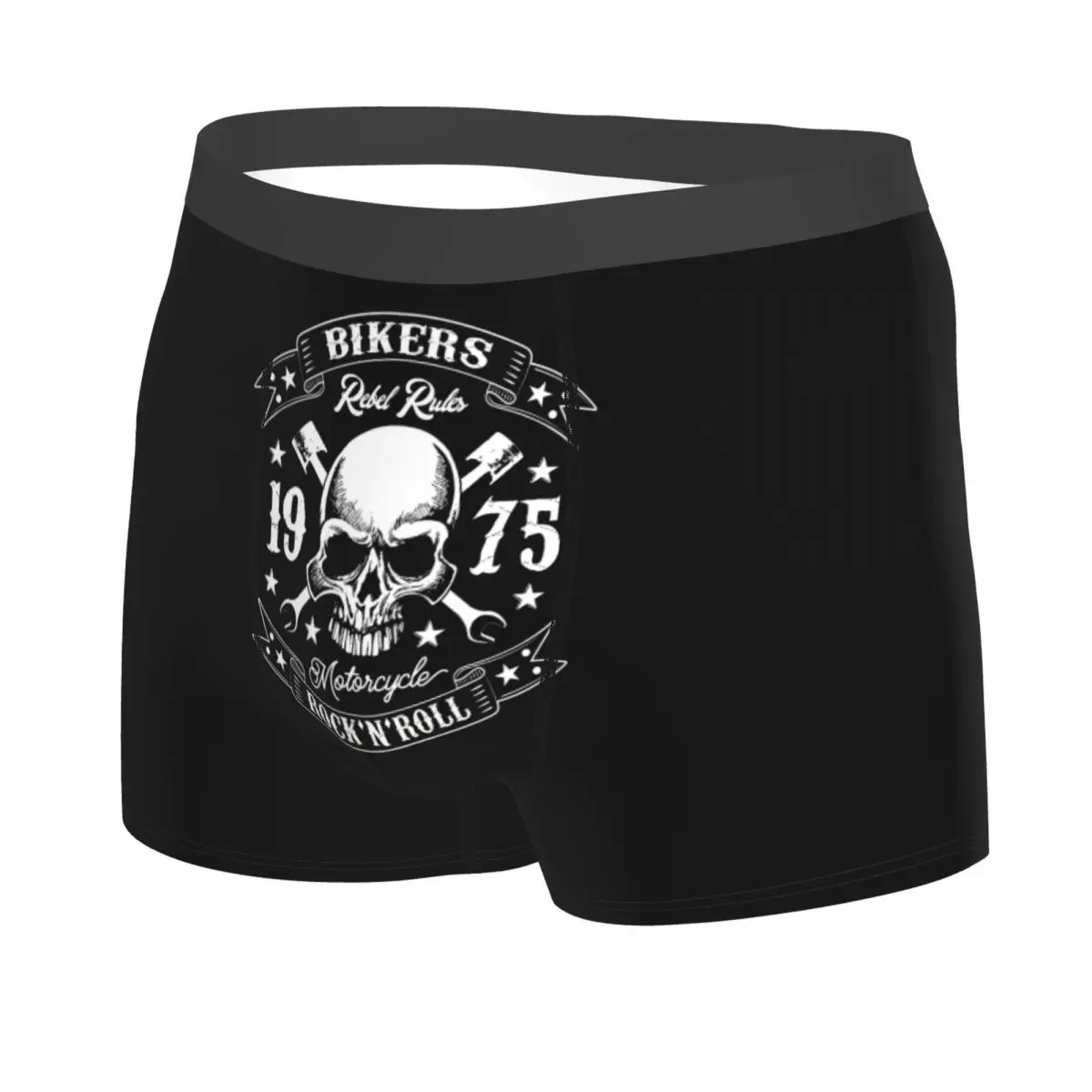 Custom Male Fashion Rock Skull Rockabilly Bikers Vintage Rockers Men's Underwear Boxer Briefs Stretch Shorts Panties Underpants