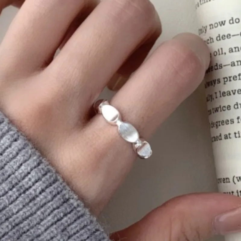 

925 Sterling Silver Ring For Women Fashion Geometry Simple Fresh Concave Frosting Versatile Jewelry Gift Dropshipping