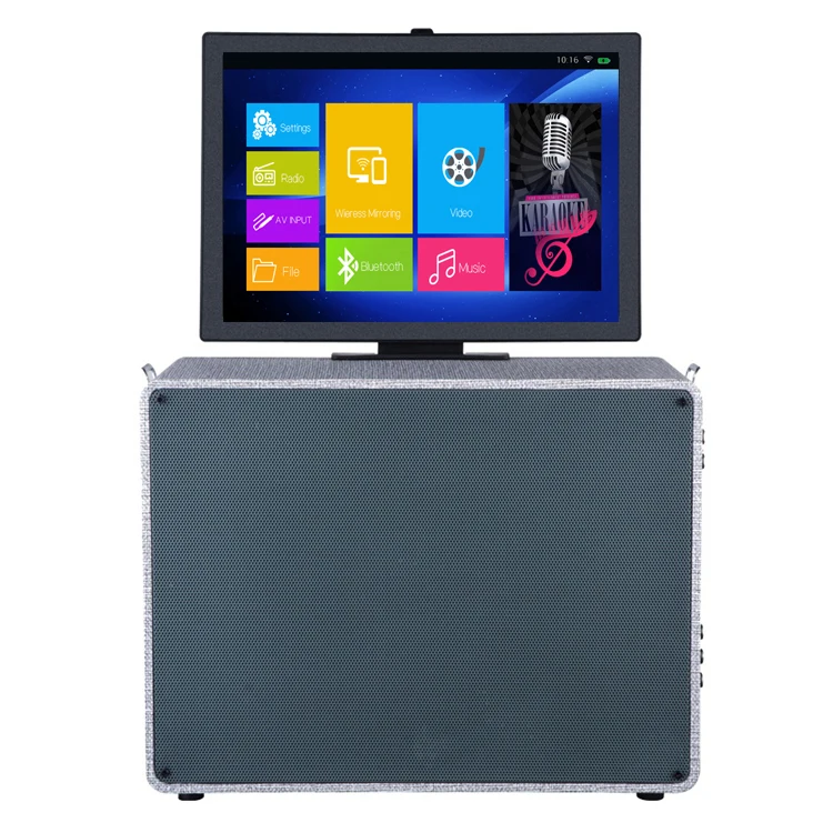 2023 Built-in 15-inch tablet and wireless professional karaoke machine, portable PA speaker system with lyrics display